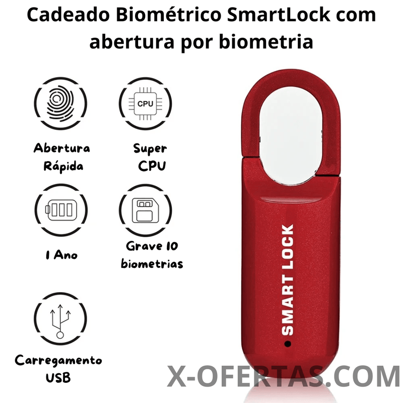 Cadeado SmartLock com abertura por biometria - X-OFERTAS.com