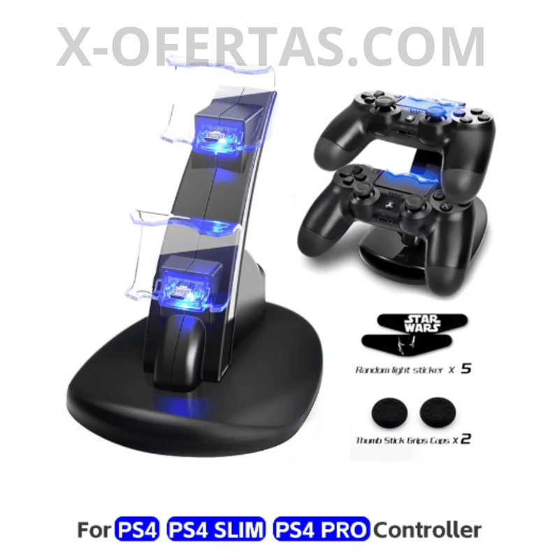 Dock Station para dois Controles do Ps4 simultâneos (Ps4, Ps4 Slim, Ps4 Pro) - X-OFERTAS.com